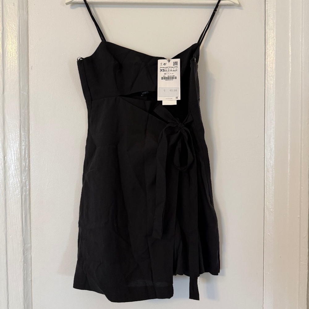 Zara black tie front romper